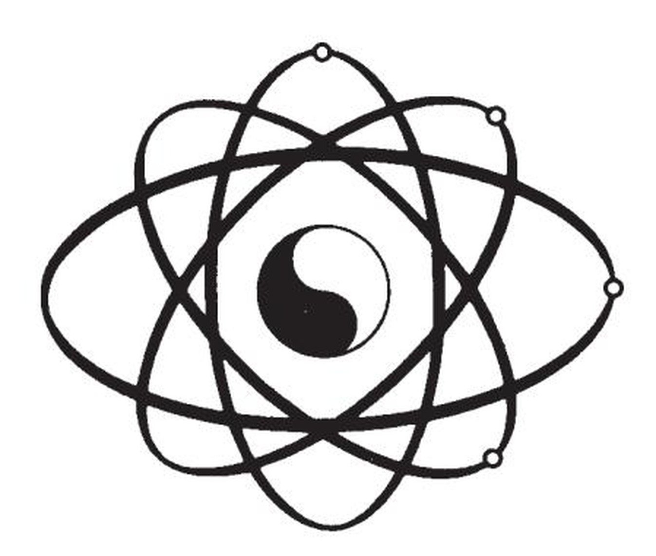 Yin-Yang jelkép atompálya-motívummal